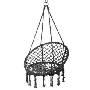 AŽŪRINIS HAMAKAS KABANTIS KRĖSLAS GANDRALIZDIS 80x60CM TAMSIAI PILKAS 1018607 - Image 4