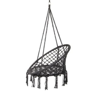AŽŪRINIS HAMAKAS KABANTIS KRĖSLAS GANDRALIZDIS 80x60CM TAMSIAI PILKAS 1018607 - Image 5