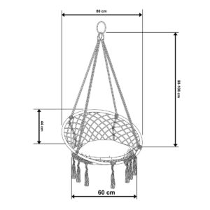 AŽŪRINIS HAMAKAS KABANTIS KRĖSLAS GANDRALIZDIS 80x60CM SU PAGALVE MEDAUS SPALVOS 1031392 - Image 9