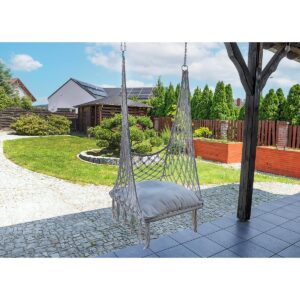 AŽŪRINIS HAMAKAS KABANTIS KRĖSLAS GANDRALIZDIS 60x60x150CM SU PAGALVE ECRU 1063805 - Image 4