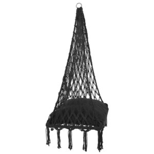 AŽŪRINIS HAMAKAS KABANTIS KRĖSLAS GANDRALIZDIS 60x60x115CM SU PAGALVE TAMSIAI PILKAS 1063812 - Image 8