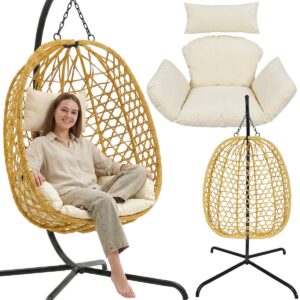 KABANTIS KRĖSLAS KOKONAS SU STOVU 195CM RUDAS 120KG 852227