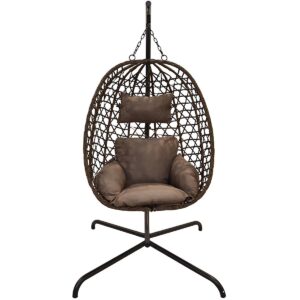 KABANTIS KRĖSLAS KOKONAS SU STOVU 195CM TAMSIAI RUDAS 120KG 852296 - Image 2