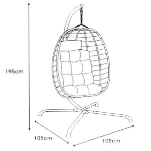 KABANTIS KRĖSLAS KOKONAS SU STOVU 195CM TAMSIAI RUDAS 120KG 852296 - Image 6