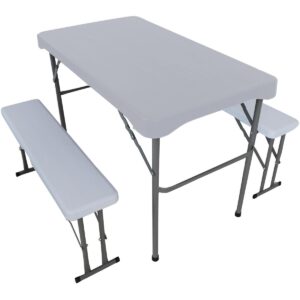 PIKNIKO IR MAITINIMO RINKINYS STALAS IR 2 SUOLAI ŠVIESIAI PILKAS 1053950