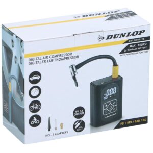 AUTOMOBILINIS KOMPRESORIUS DUNLOP 150 PSI SKAITMENINIS ORO KOMPRESORIUS SU POWERBANK FUNKCIJA 307176 - Image 6