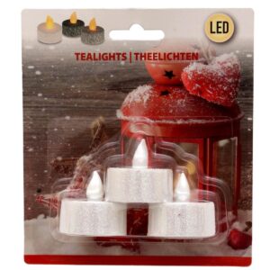 3 LED ARBATINIŲ ŽVAKUČIŲ RINKINYS SU BLIZGUČIAIS 262972 - Image 6