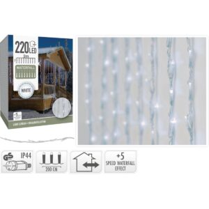 KALĖDINĖS LEMPUTĖS ŠVIESOS UŽUOLAIDA WATERFALL LAUKO 220 LED ŠALTA BALTA 5 GREIČIAI 253867 - Image 8