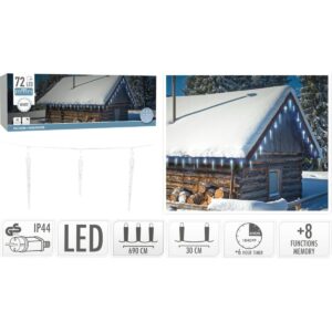 ŠVIESOS UŽUOLAIDA VARVEKLIAI LAUKO 72 LED ŠALTA BALTA TAIMERIS 651304