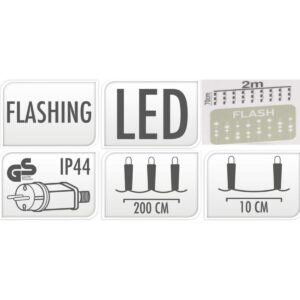 KALĖDINĖS LEMPUTĖS ŠVIESOS UŽUOLAIDA 200x70CM LAUKO LED ŠILTA BALTA FLASH 746741 - Image 6