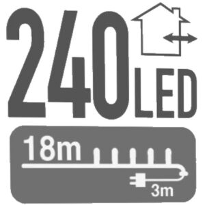 KALĖDINĖS LEMPUTĖS ŠVIESOS GIRLIANDA 240 LED LAIKMATIS ŠILTA BALTA 808200 - Image 2