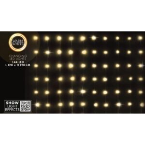 KALĖDINĖS LEMPUTĖS ŠVIESOS UŽUOLAIDA LAUKUI/VIDUI 144 LED 120X120CM SU NUOTOLINIO VALDYMO PULTELIU ŠILTA BALTA 232074 - Image 8