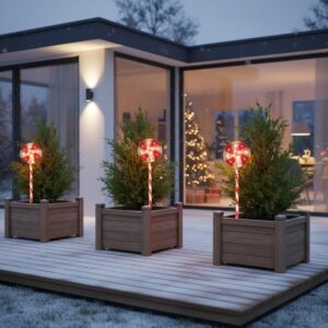 LED SODO DEKORACIJA CUKRINIAI SALDAINIAI, 3 VNT. RINKINYS, ŠILTAS APŠVIETIMAS 7277891 - Image 4