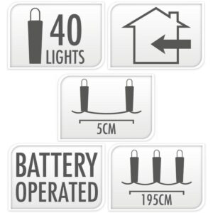 VIELINĖS LED GIRLIANDOS LEMPUTĖS SU BATERIJOMIS 40 LED ŠALTA BALTA 662284 - Image 2