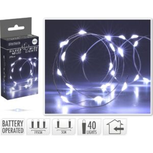 VIELINĖS LED GIRLIANDOS LEMPUTĖS SU BATERIJOMIS 40 LED ŠALTA BALTA 662284 - Image 3