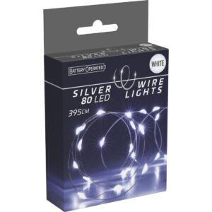 LED VIELINĖ GIRLIANDA SU BATERIJOMIS 80 LED ŠALTA BALTA 662291