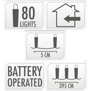 LED VIELINĖ GIRLIANDA SU BATERIJOMIS 80 LED ŠALTA BALTA 662291 - Image 4