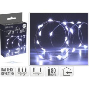 LED VIELINĖ GIRLIANDA SU BATERIJOMIS 80 LED ŠALTA BALTA 662291 - Image 5