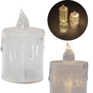 DEKORACINĖ ŽVAKĖ 8 CM SKAIDRI ŠILTA BALTA 1 LED 7621434