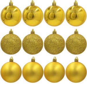 DEKORACINIS PLASTIKINIS KALĖDŲ EGLUTĖS ŽAISLIUKAS SAUGUS 12VNT 60MM AUKSINIS 7096485 - Image 3