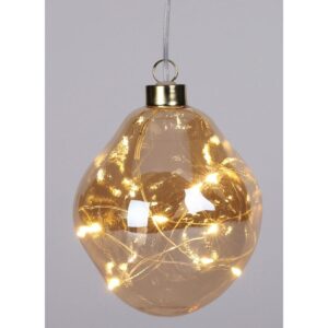 STIKLINIS KALĖDŲ EGLUTĖS ŽAISLIUKAS LAŠO FORMOS LED 10CM GOLD 209700 - Image 9