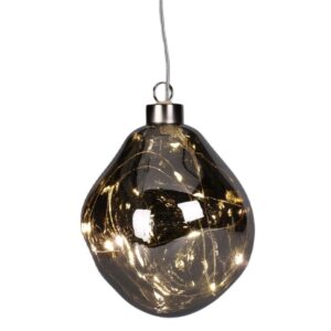 STIKLINIS KALĖDŲ EGLUTĖS ŽAISLIUKAS LAŠO FORMOS LED 10CM SILVER 209793