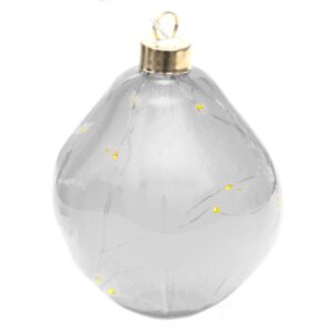 STIKLINIS KALĖDŲ EGLUTĖS ŽAISLIUKAS LAŠO FORMOS LED 10CM SILVER 209793 - Image 3