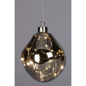STIKLINIS KALĖDŲ EGLUTĖS ŽAISLIUKAS LAŠO FORMOS LED 10CM SILVER 209793 - Image 6