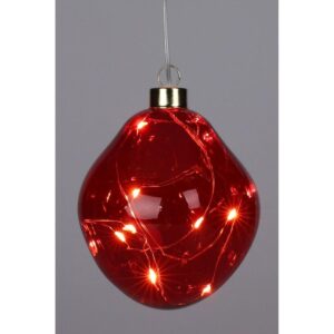 STIKLINIS KALĖDŲ ŽAISLIUKAS LAŠO FORMOS LED 10CM RAUDONAS 209878 - Image 6