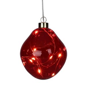 STIKLINIS KALĖDŲ ŽAISLIUKAS LAŠO FORMOS LED 10CM RAUDONAS 209878 - Image 7