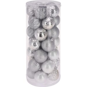 DEKORACINIS PLASTIKINIS KALĖDŲ EGLUTĖS ŽAISLIUKAS 6CM RINKINYS 35 VNT. SIDABRINIS 7093798 - Image 10