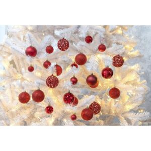DEKORACINIS PLASTIKINIS KALĖDŲ EGLUTĖS ŽAISLIUKAS 6CM RINKINYS 35 VNT. RAUDONAS 7093842 - Image 8