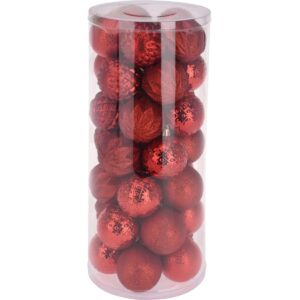 DEKORACINIS PLASTIKINIS KALĖDŲ EGLUTĖS ŽAISLIUKAS 6CM RINKINYS 35 VNT. RAUDONAS 7093842 - Image 10