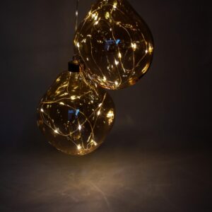 STIKLINIS KALĖDŲ EGLUTĖS ŽAISLIUKAS LAŠO FORMOS 2VNT LED 12CM GOLD 218221 - Image 4