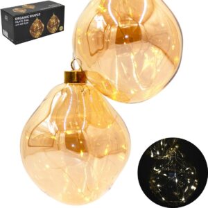 STIKLINIS KALĖDŲ EGLUTĖS ŽAISLIUKAS LAŠO FORMOS 2VNT LED 12CM GOLD 218221 - Image 6