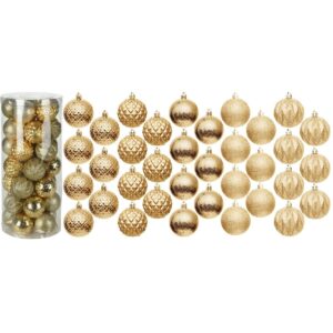 PLASTIKINIS DEKORATYVINIS KALĖDŲ EGLUTĖS ŽAISLIUKAS 6CM RINKINYS 35 VNT. AUKSINIS 7093736