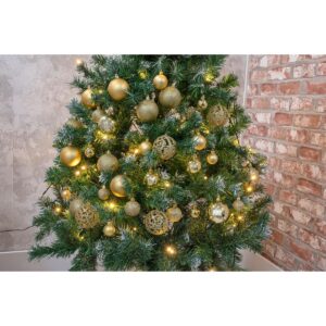 PLASTIKINIS DEKORATYVINIS KALĖDŲ EGLUTĖS ŽAISLIUKAS 6CM RINKINYS 35 VNT. AUKSINIS 7093736 - Image 8