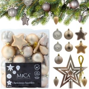 DEKORACINIS PLASTIKINIS KALĖDŲ EGLUTĖS ŽAISLIUKAS SAUGUS 40VNT. CREAM MICA 924875