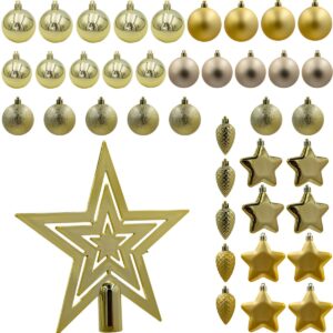 DEKORACINIS PLASTIKINIS KALĖDŲ EGLUTĖS ŽAISLIUKAS SAUGUS 40VNT AUKSINIS MICA 287671 - Image 2