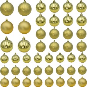 DEKORACINIS PLASTIKINIS KALĖDŲ EGLUTĖS ŽAISLIUKAS SAUGUS 46VNT AUKSINIS MICA 3287541 - Image 9