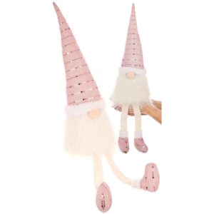 DEKORACINIS NYKŠTUKAS SHINY SANTA 38+20CM ROŽINIS 1045139
