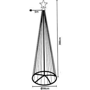 DEKORACINĖ EGLUTĖ 550LED ŠILTA BALTA 300CM BLACK 7666466 - Image 4