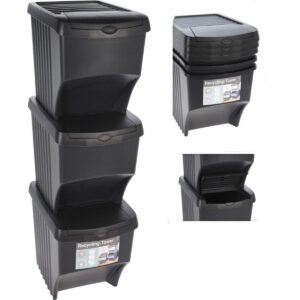 ŠIUKŠLIADĖŽĖS ATLIEKŲ KIBIRAI 22 L RINKINYS 3 VNT. ANTRACITO SPALVOS 428743 - Image 4