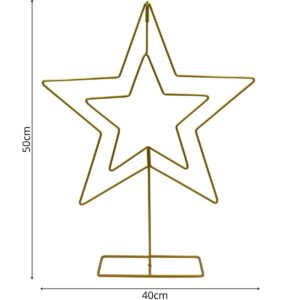 DEKORACINĖ ŽVAIGŽDĖ SU STOVU METALINĖ 50CM AUKSINĖ MICA 315169 - Image 3
