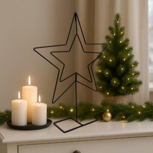 DEKORACINĖ ŽVAIGŽDĖ SU STOVU METALINĖ 50CM JUODA MICA 3315138 - Image 8