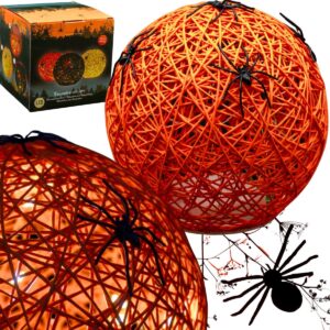 DEKORACINIS LED ŠVIEČIANTIS RUTULYS SU VORU 15CM HALLOWEEN ORANŽINIS 1063508