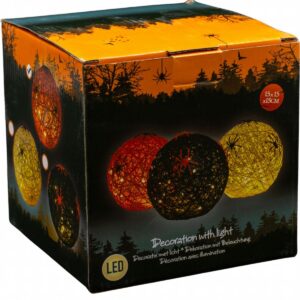 DEKORACINIS LED ŠVIEČIANTIS RUTULYS SU VORU 15CM HALLOWEEN ORANŽINIS 1063508 - Image 5