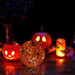 DEKORACINIS LED ŠVIEČIANTIS RUTULYS SU VORU 15CM HALLOWEEN ORANŽINIS 1063508 - Image 6