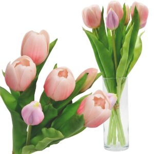 7 ROŽINIŲ TULPIŲ PUOKŠTĖ 31CM KAIP GYVOS PAVASARINĖ DEKORACIJA 1075006