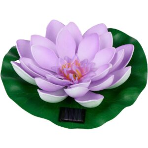 SAULĖS ENERGIJA ĮKRAUNAMAS ŠVIEČIANTIS VANDENS LELIJOS LOTOSO ŽIEDAS 18CM VIOLETINIS 1085395 - Image 2